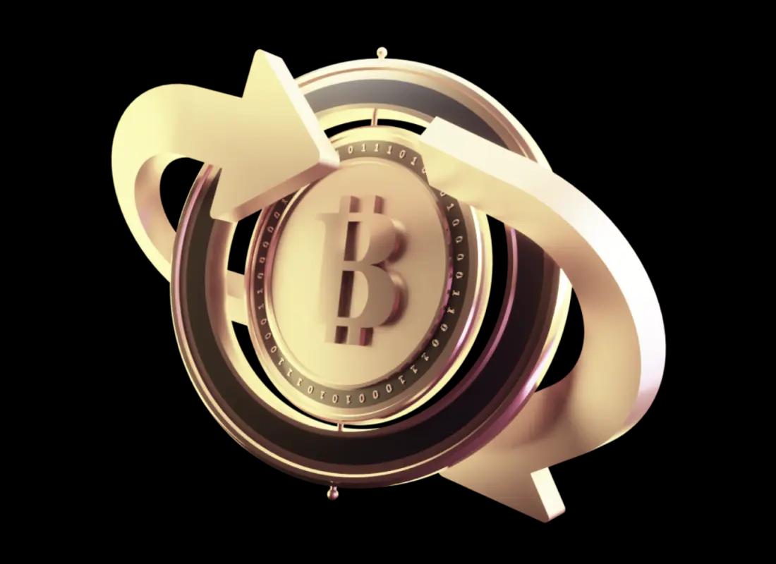 Bitcoin icon with exchange arrow image