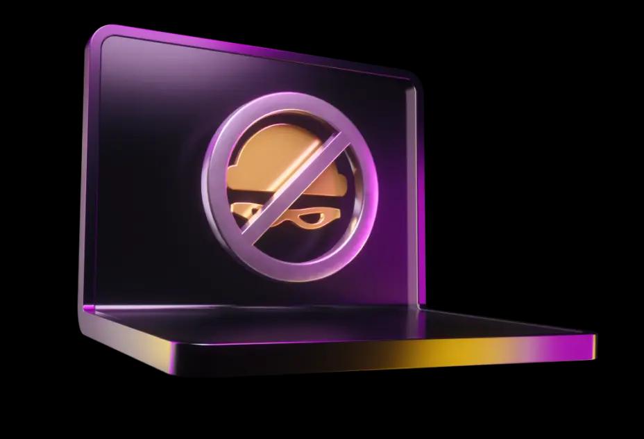 A laptop with cross out burglar