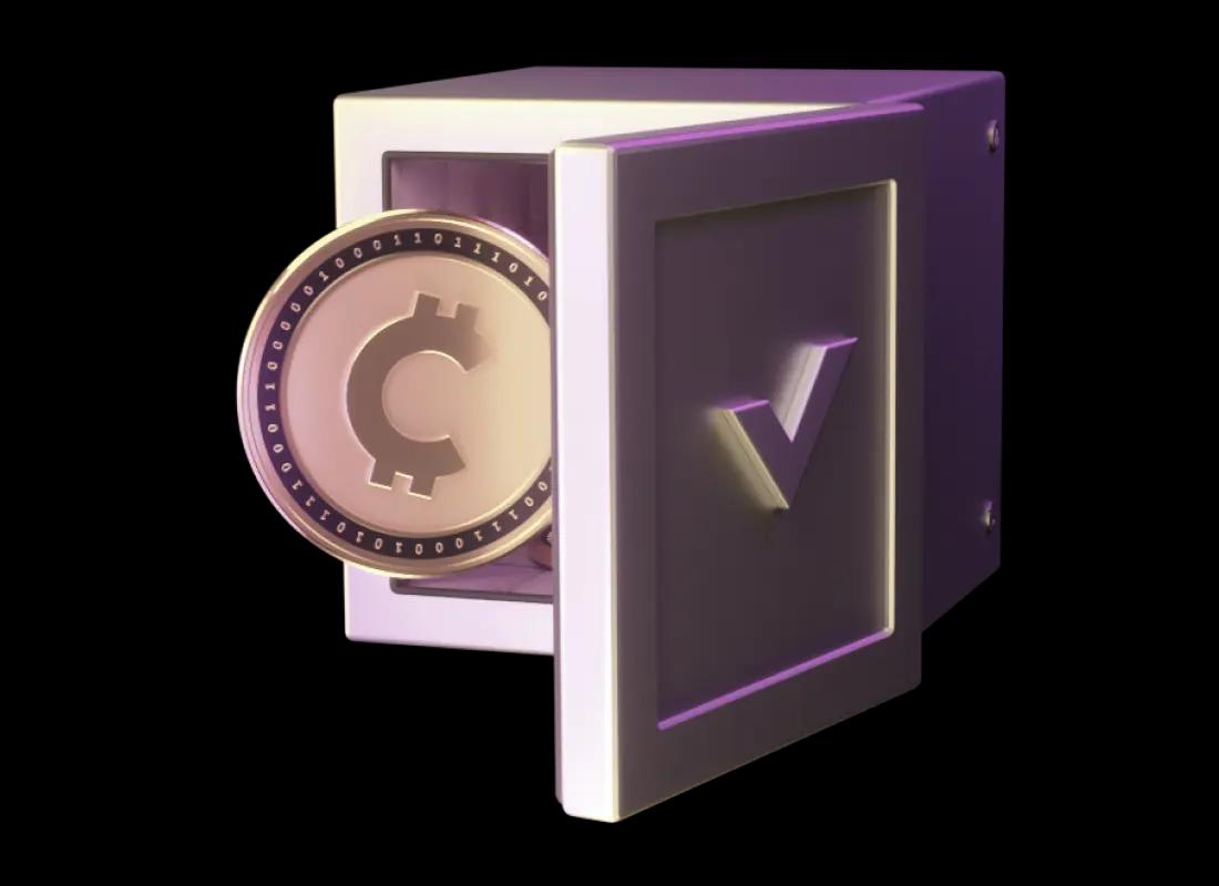 Crypto coin with opening sage box image